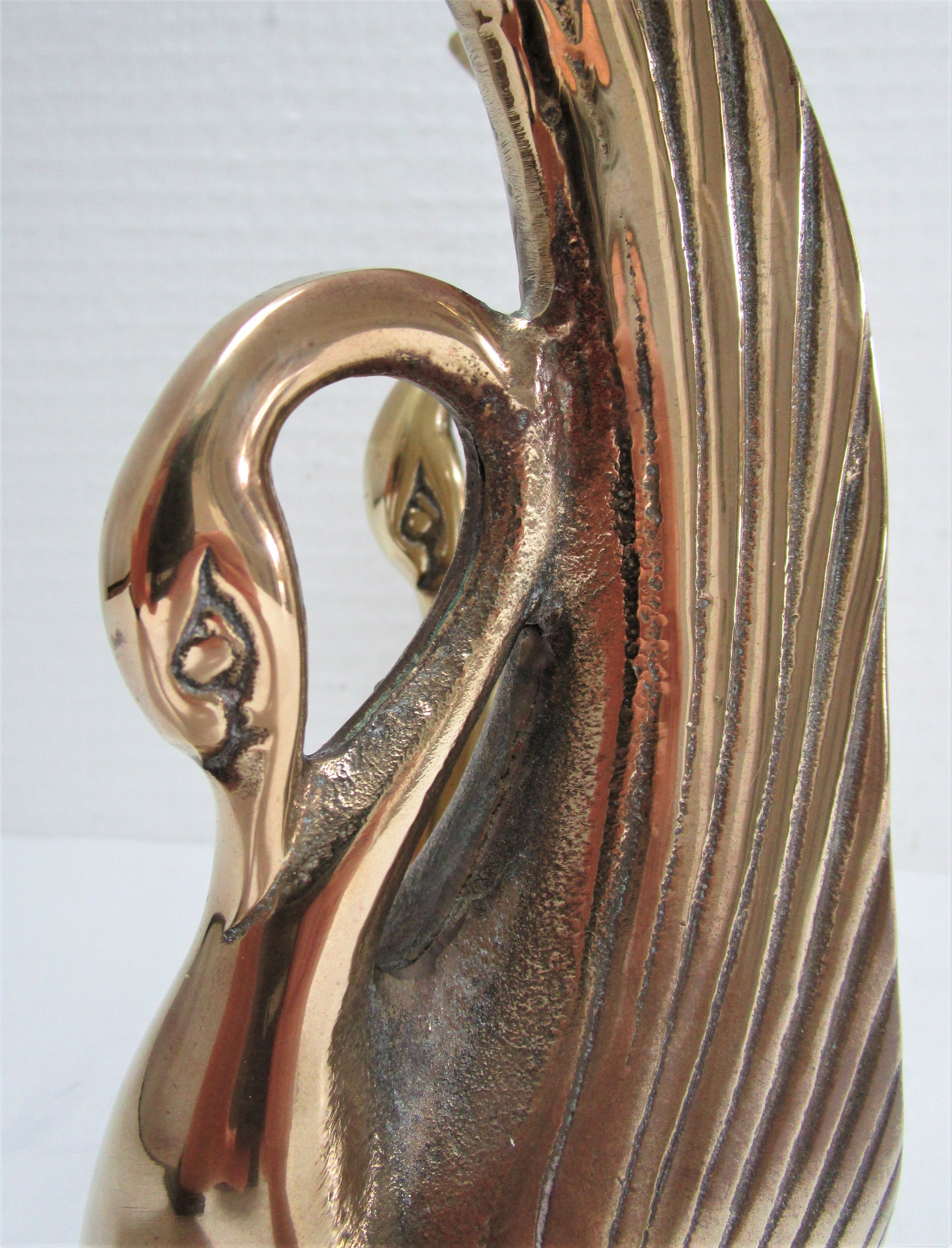 Pair of bookends vintage brass swans