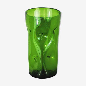 Green blown crystal vase from the 1970s