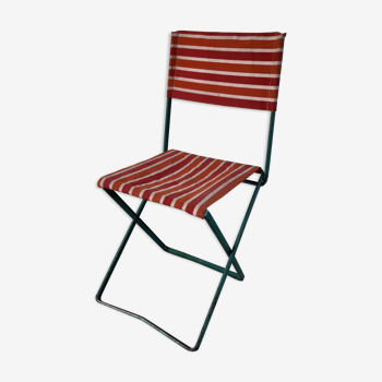 Folding chair in green iron and teracotta "feru" 50s