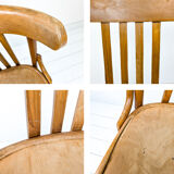 Chaise bistrot vintage en bois courbé avec dossier à barreaux