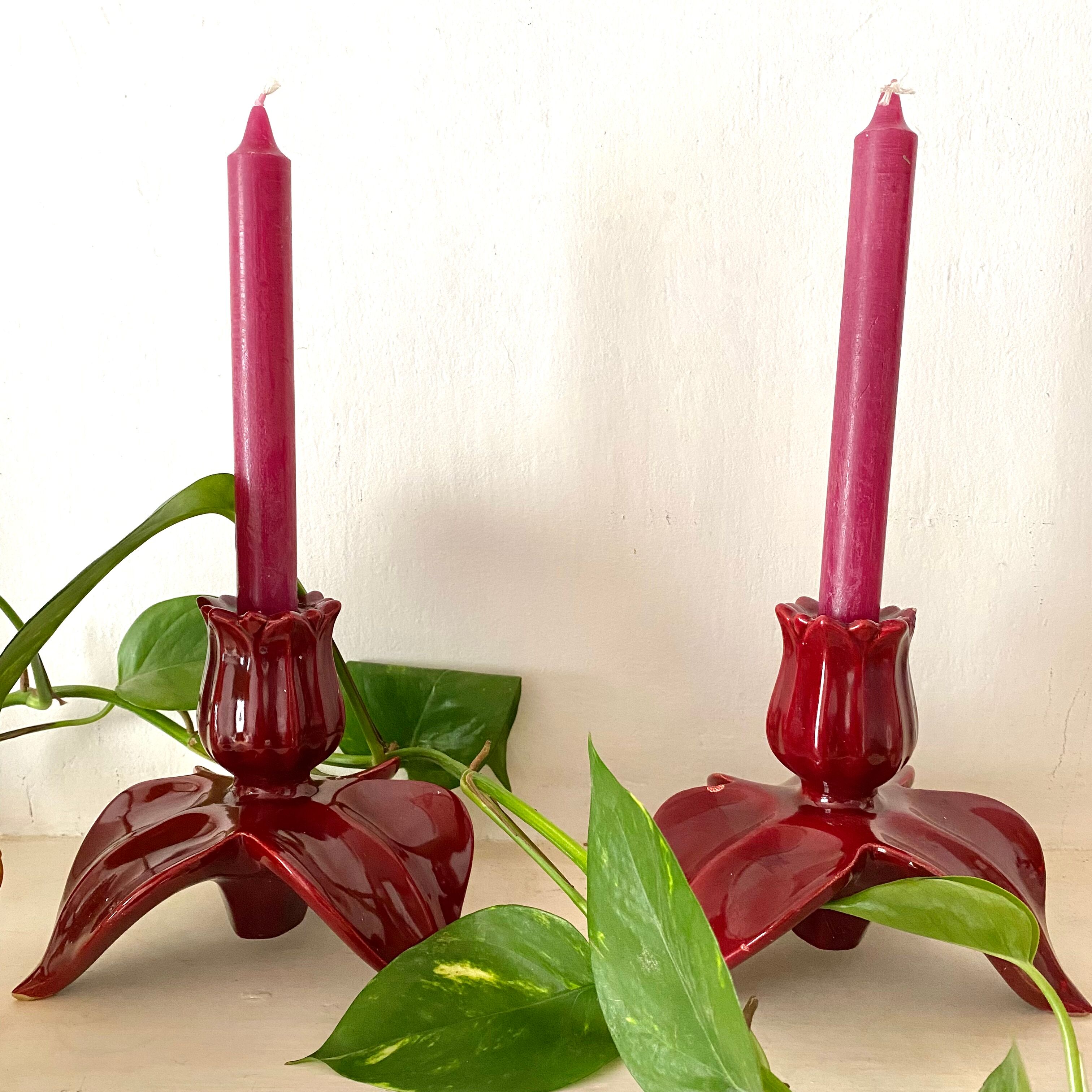 Pair of ceramic cab candlesticks