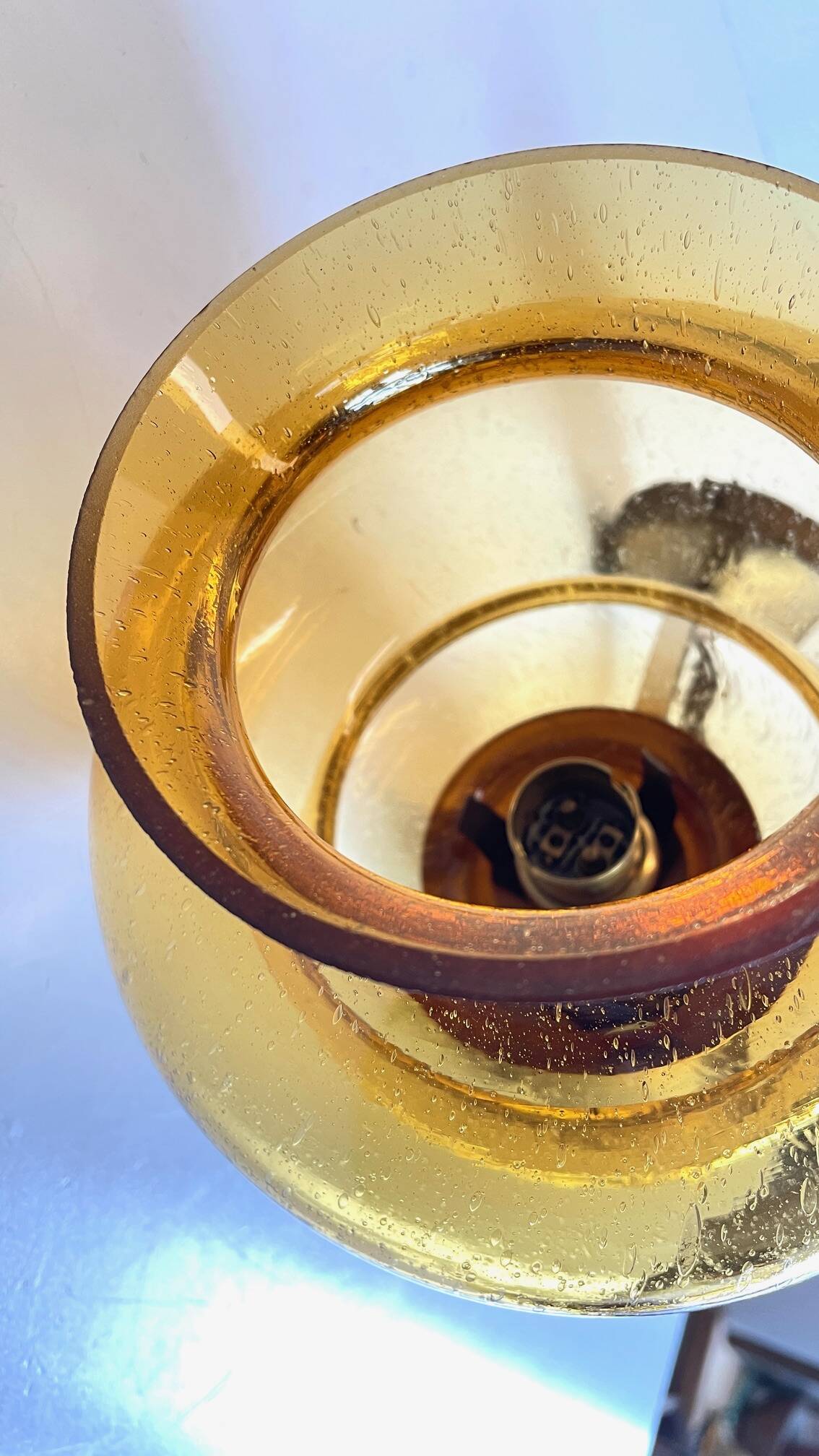 Vintage bubble glass brass applique