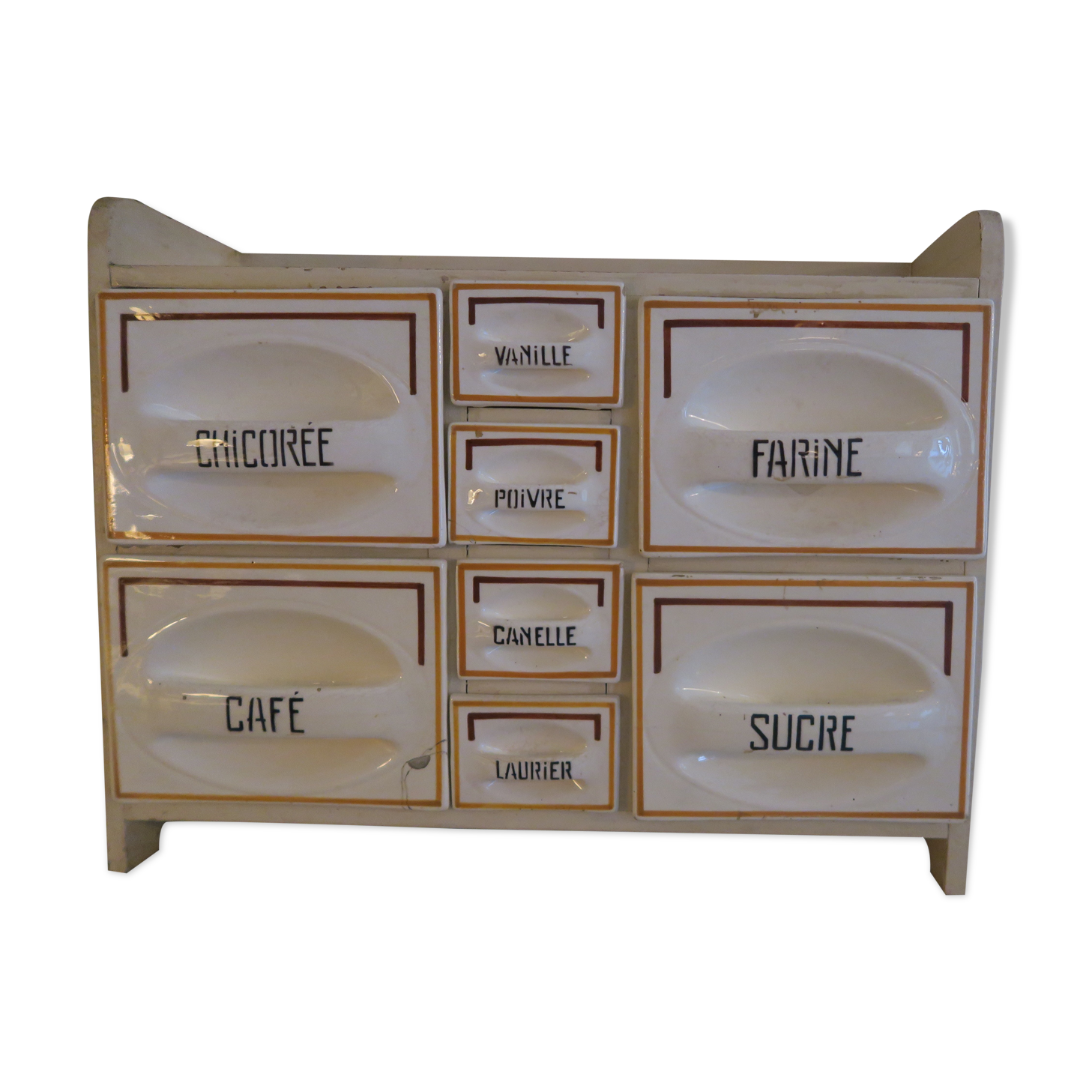 Spice cabinet with earthenware drawers