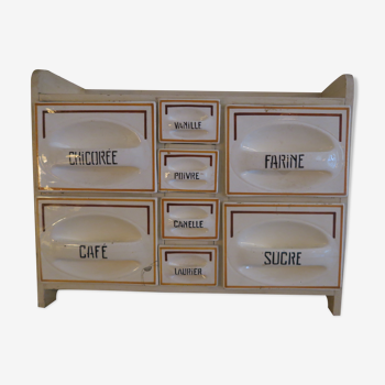 Spice cabinet with earthenware drawers