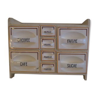 Spice cabinet with earthenware drawers