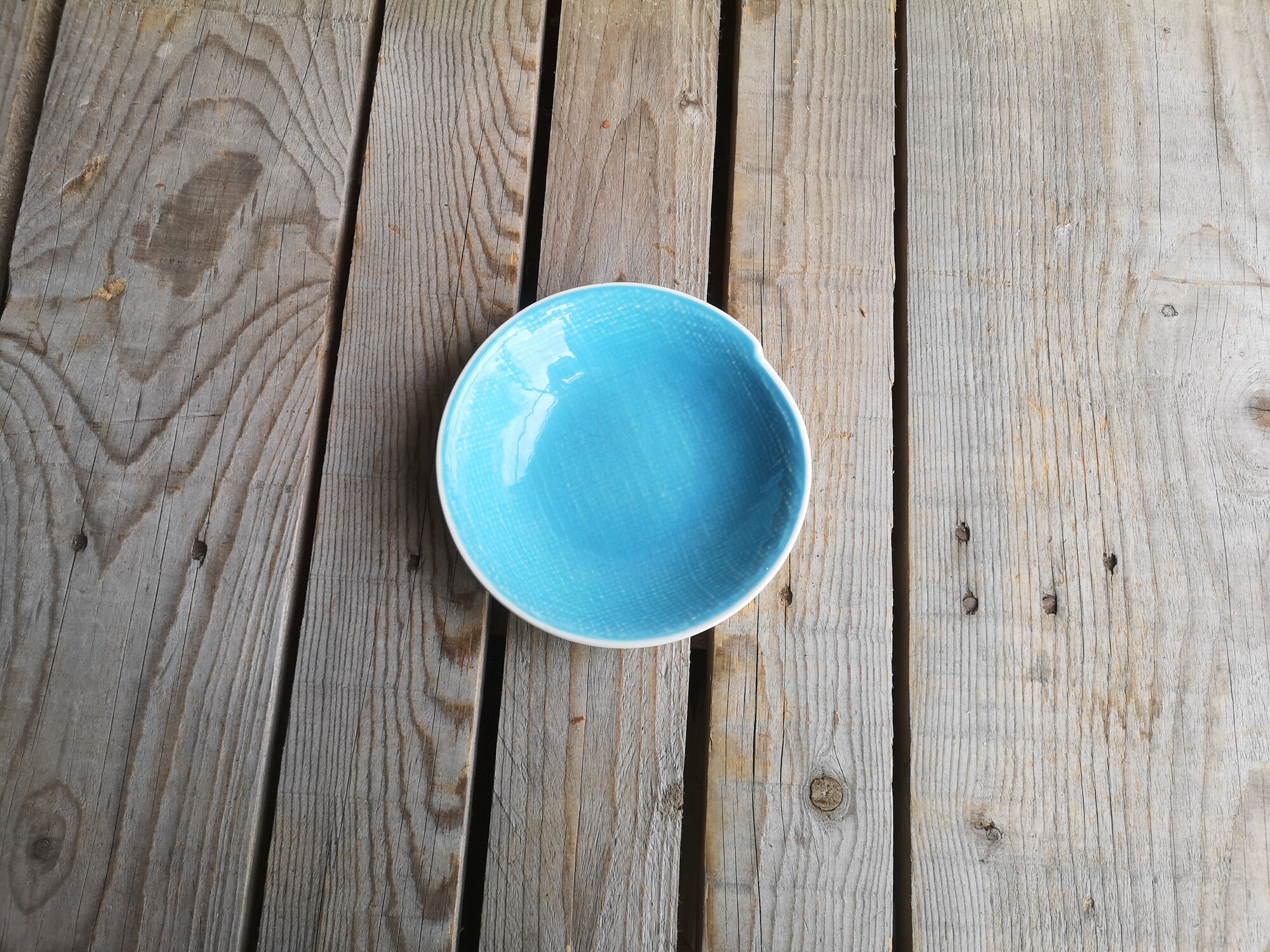 Blue Saucer in Faience from Salins Collection Deauville