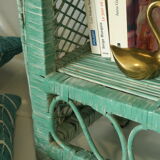 Vintage mint green wicker bookcase