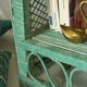 Vintage mint green wicker bookcase