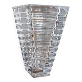 XL Transparent Crystal Glass Rogaska Vase – Conical Mid-Century Italian Vintage Jewel