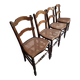 Set of 4 antique dining chairs with caned seats, beech, France, circa 1900–1920.