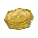 Cendrier en cristal jaune, Crystalex Bohemia Novy Bor, Tchécoslovaquie, années 1960.