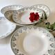 6 deep plates Digoin & Sarreguemines, emerald green floral decoration