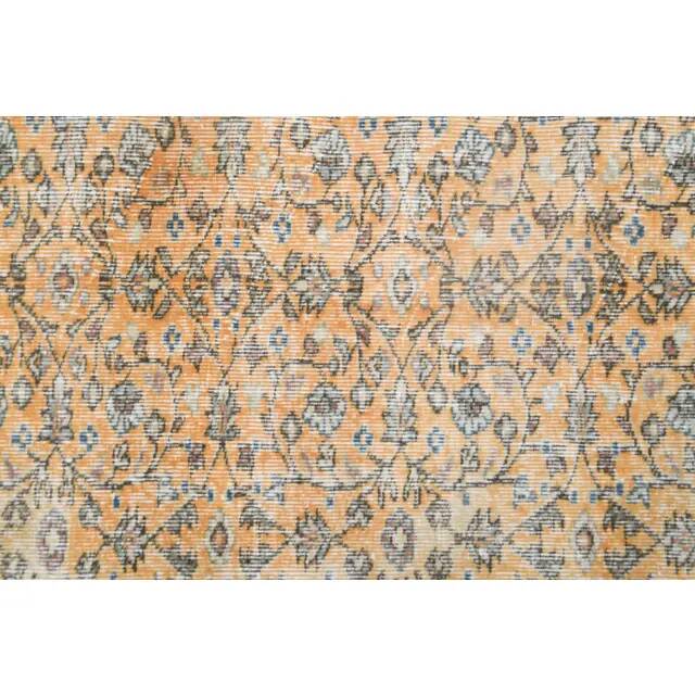 Vintage Turkish handmade wool cotton orange rug 147x251