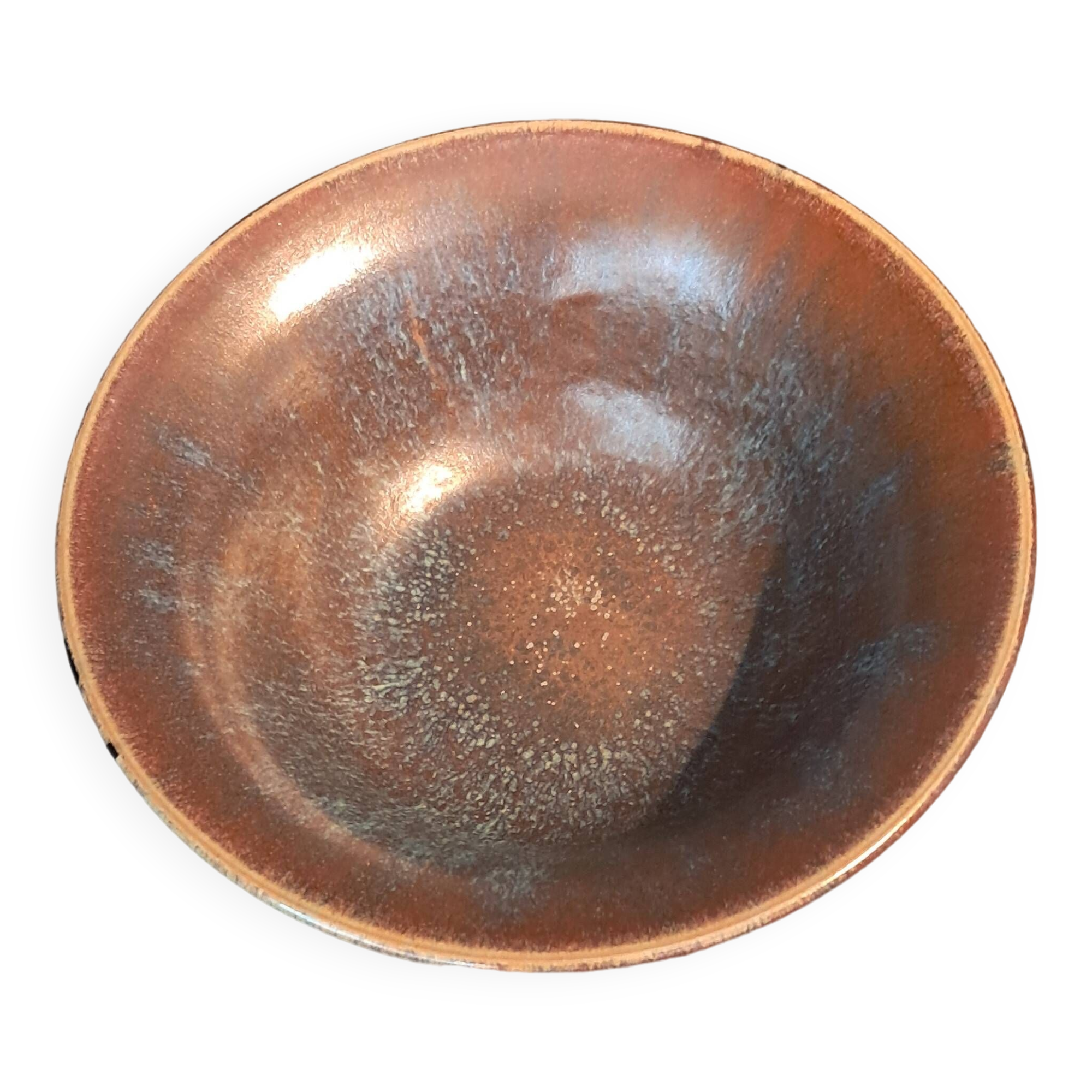 Flared cup in black and nuanced brown enameled ceramic, numbered and Sèvres stamp