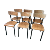 Lot of 6 vintage school chairs