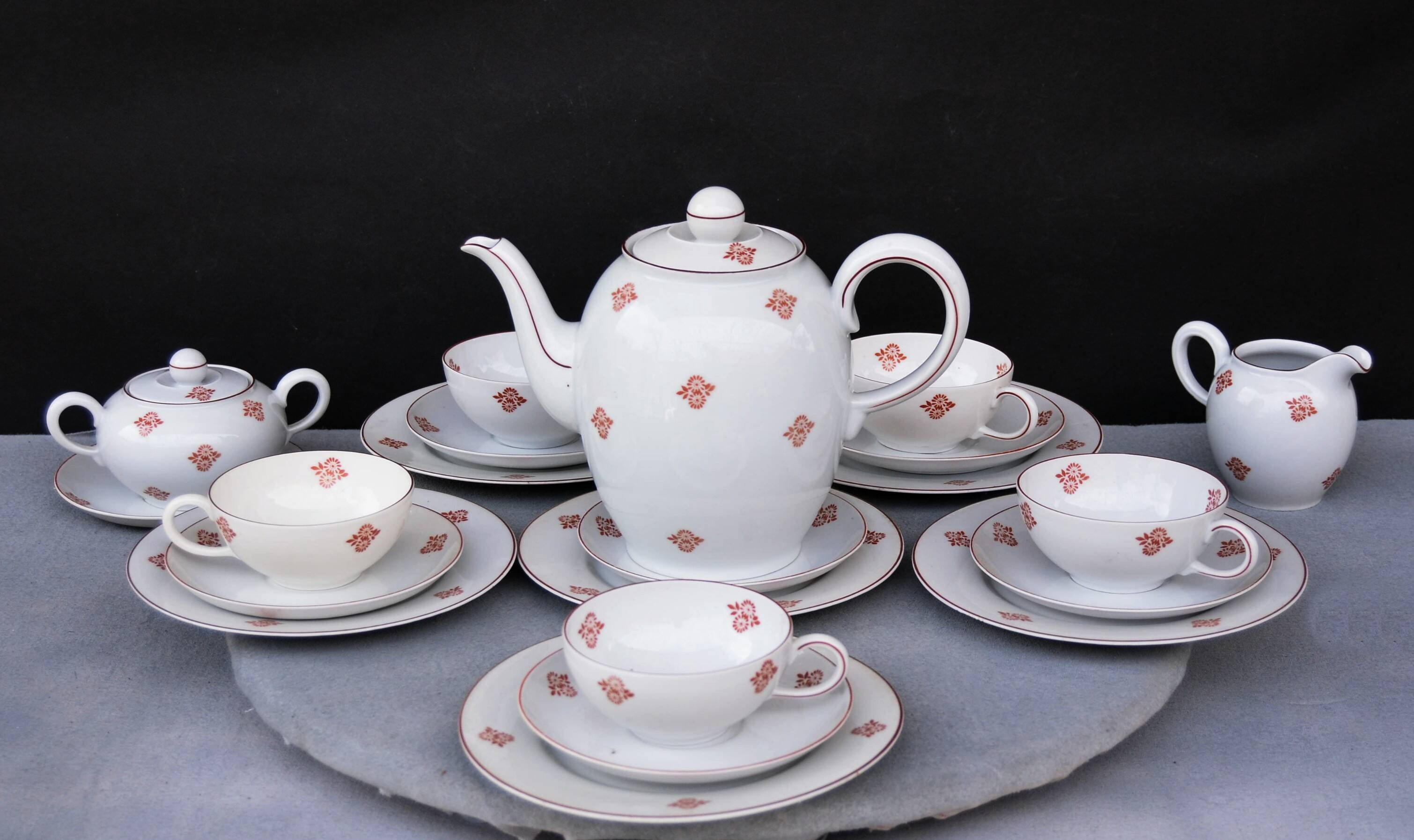 Vintage Volkstedt Germany Porcelain Tea & Caffee Set with Creamer and Sugar