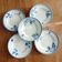 Lot de 5 assiettes à dessert, décor floral bleu