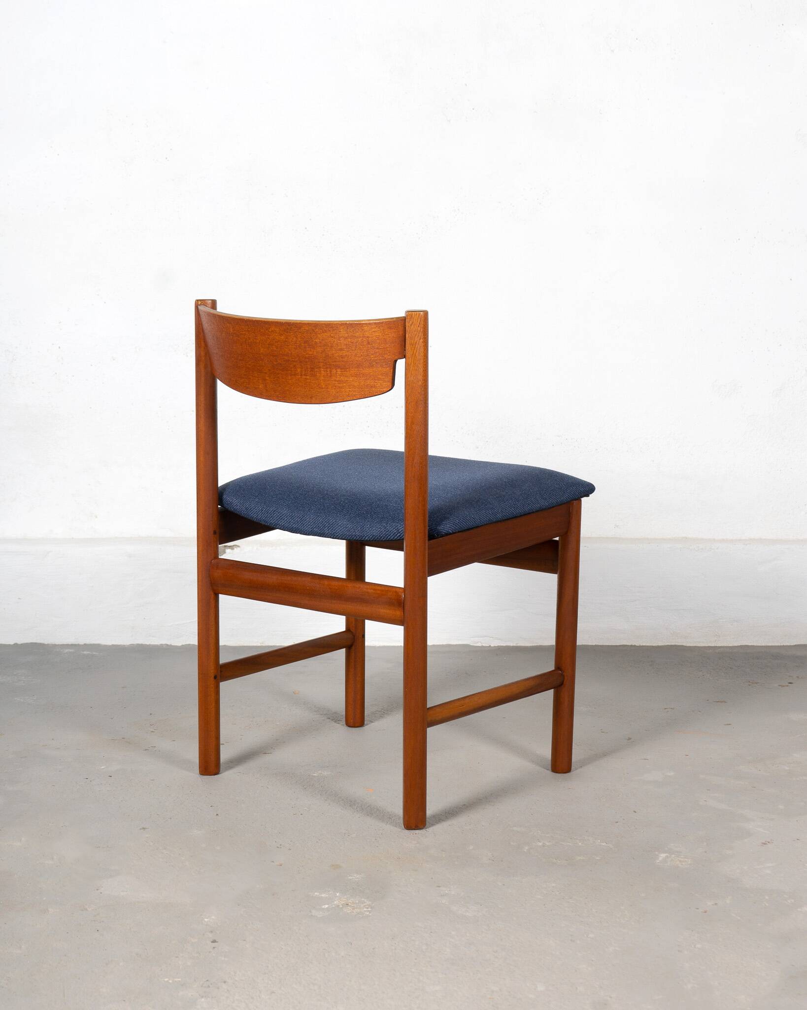 Set of 6 Dining Chairs by White and Newton in dark blue upholstery