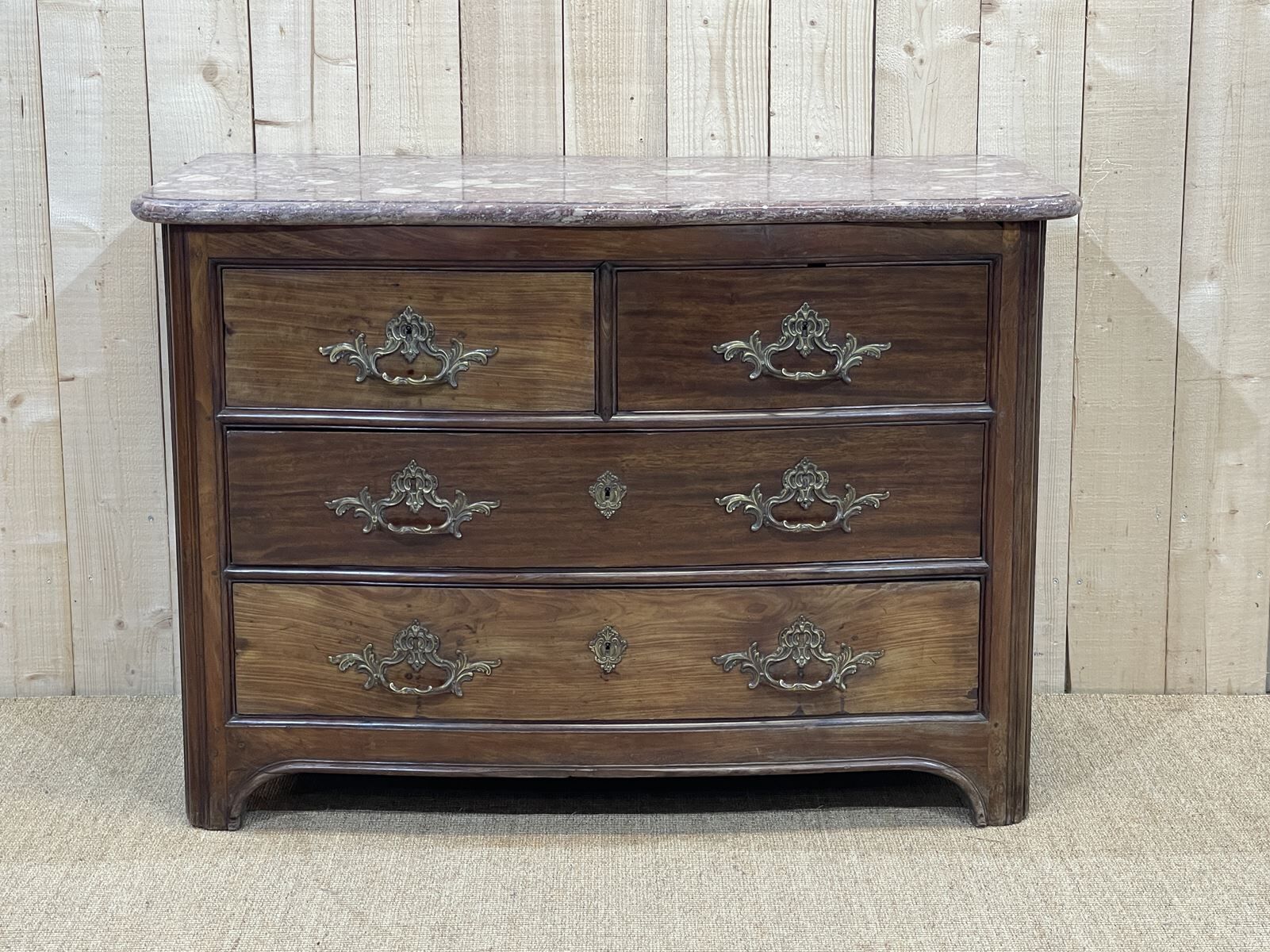 Regency period chest of drawers in amaranth and marble top - 18th century
