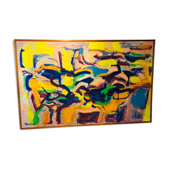 Huile sur toile de Patrick Monnin intitulé "Impression de Provence" 1969