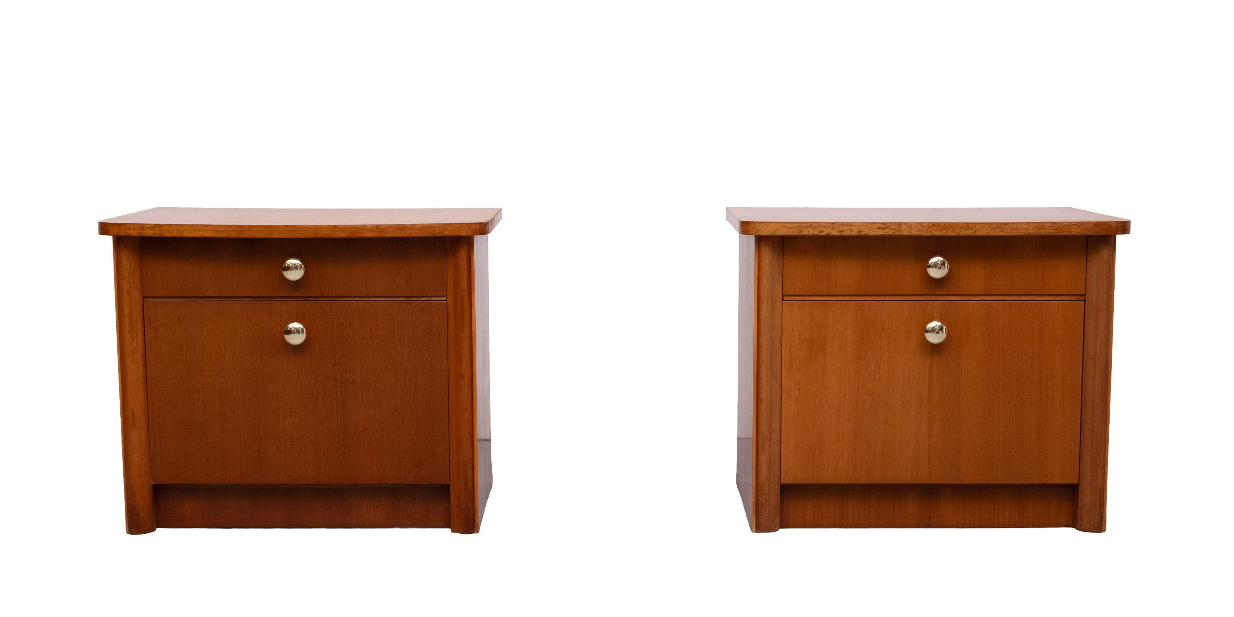 Set Art Deco nightstands Nutwood 1930s Holland