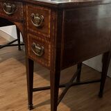 Louis XVI style dressing table – marquetry, oval mirror.