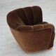 1960s, Danish curved chair, brown furniture velour.