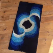 Vintage blue Space Age carpet from the 1970s in long pile wool.