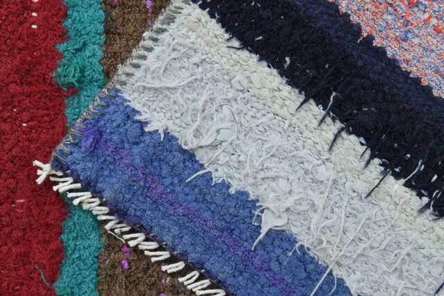 1970s Vintage Turkish Oushak Handmade Wool Cotton Blue Runner Rug 142x347