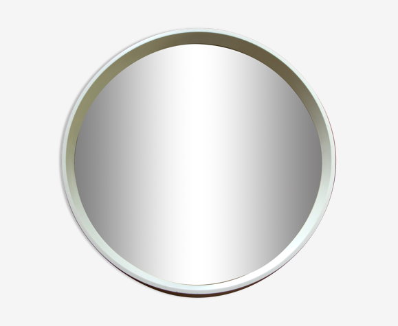 Miroir rond contour en plastique blanc