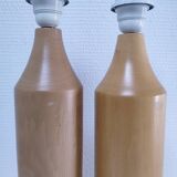Two designer solid wood "pencil" lamp bases