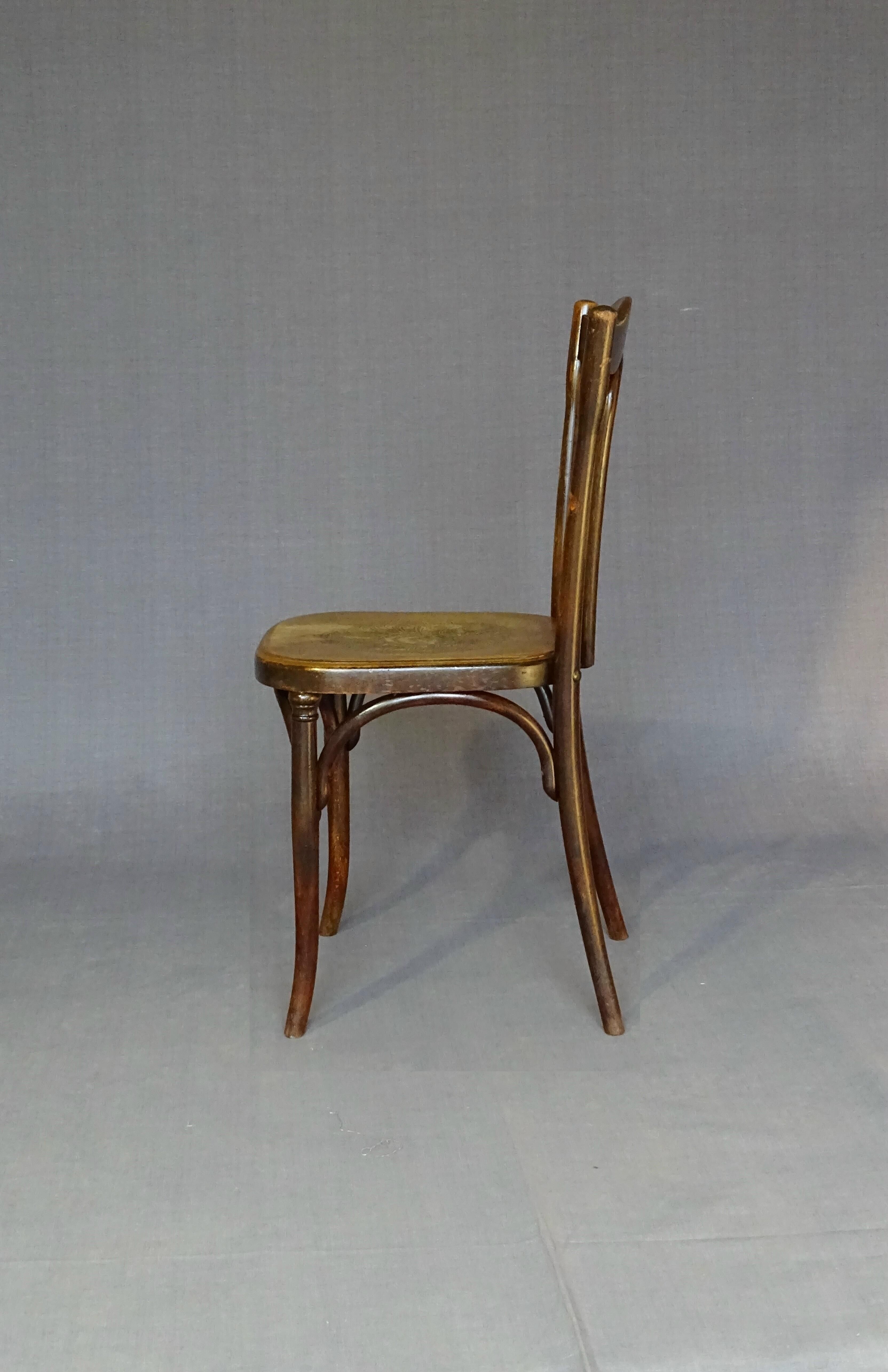 Bistro chair by fischel n°103 circa 1915 wooden seat