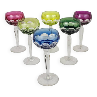 6 Wine Glasses Val Saint Lambert, 1960s