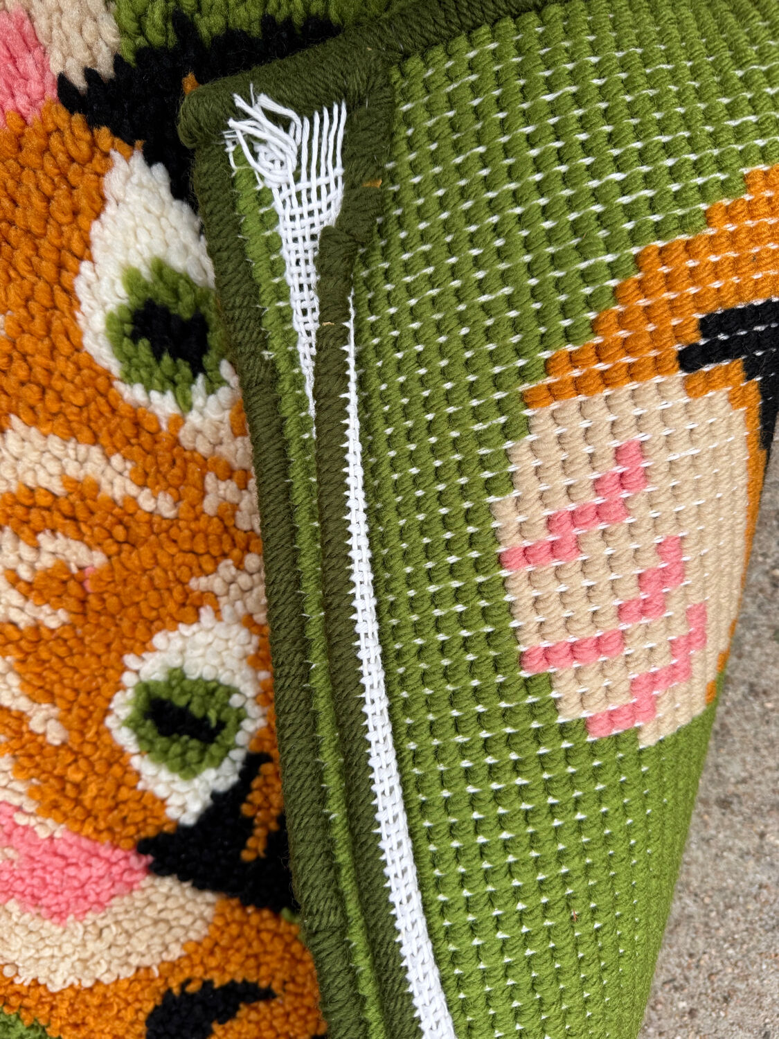 Scandinavian tiger Rya rug, wool, 1970s.