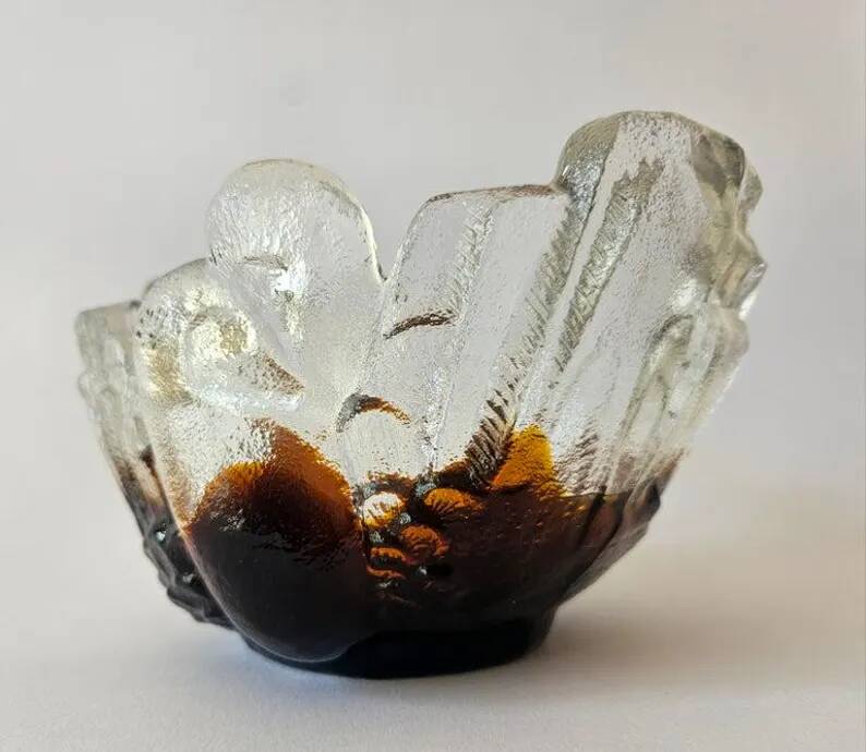 Midcentury Pertti Santalahti Glass Bowl, Humppila, Finland, 1960s
