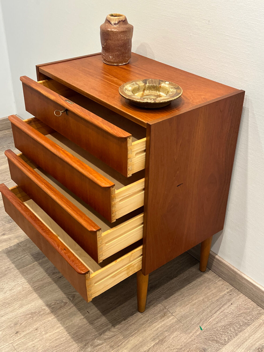 Scandinavian teak chest of drawers with 4 drawers