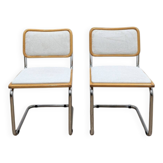 Chaise B32 en tissu rénové
