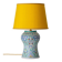 Mediterranean Table Lamp in Hand-Painted Spanish Ceramic, New Yellow Silk Shade
