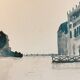 Watercolor painting "Twilight in Venice at the Cipriani", signed