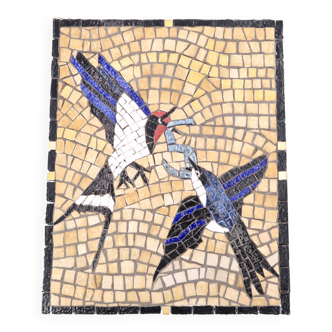 Mosaic wall plate with swallows, 90s