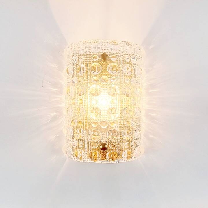 Mid-Century Scandinavian Glass & Brass Wall Lamp - C. Fagerlund, Orrefors