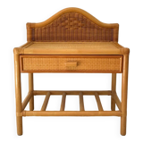 Vintage 80s rattan bedside table
