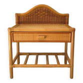 Vintage 80s rattan bedside table