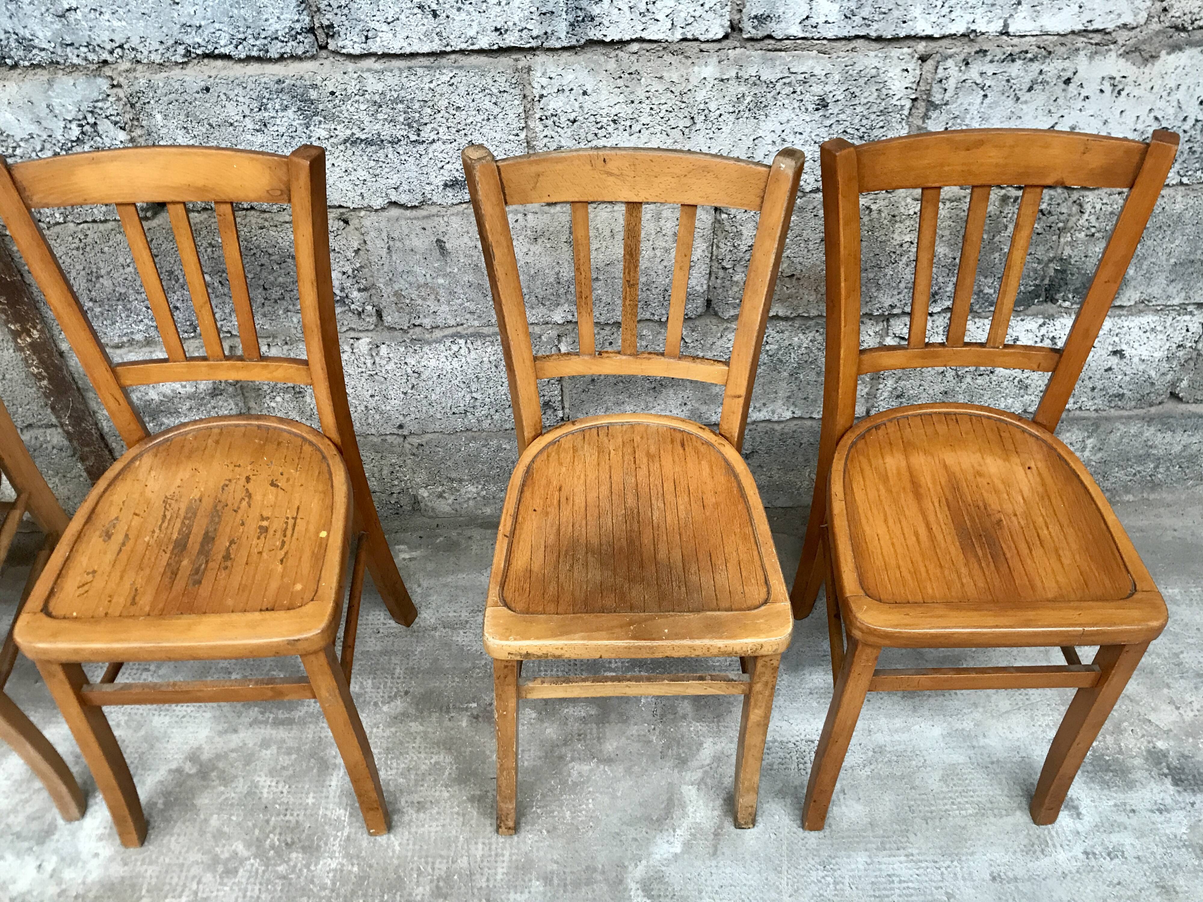 Série de 5 chaises en bois bistrot Luterma