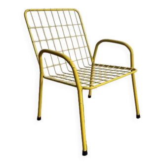 CHILDREN'S YELLOW METAL ARMCHAIR RIO MODEL BY EMU MADE IN ITALY