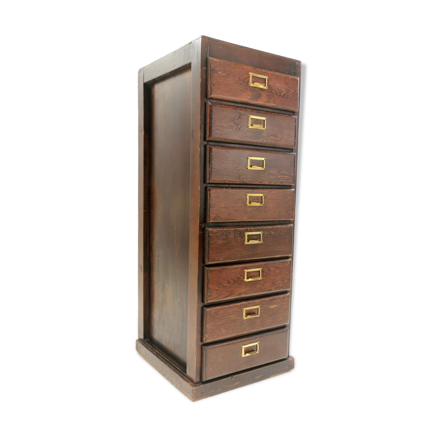 Vintage British bank of eight drawers filing cabinet