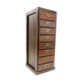 Vintage British bank of eight drawers filing cabinet