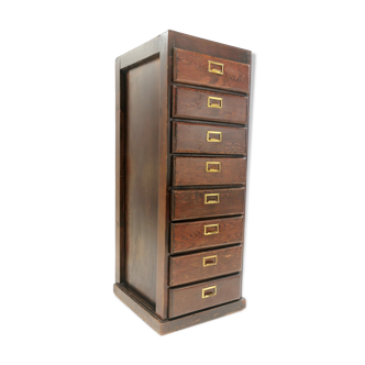 Vintage British bank of eight drawers filing cabinet
