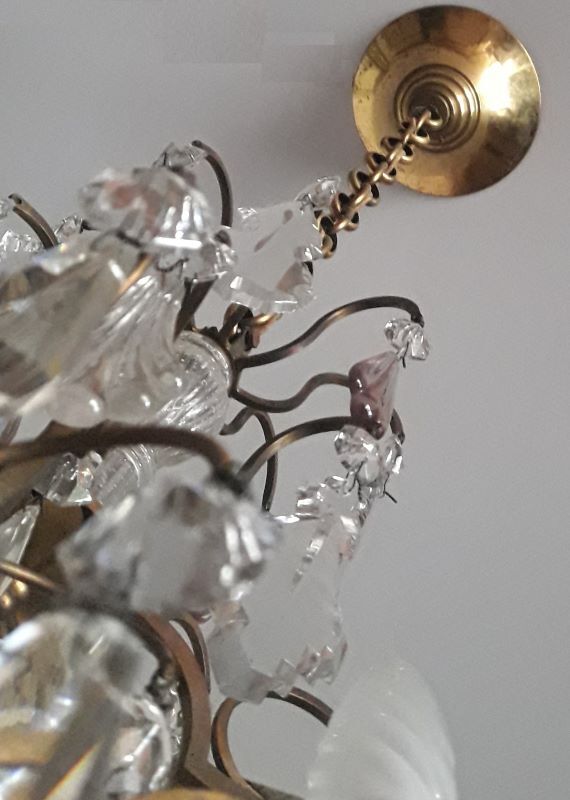 Louis XV-style bronze cage and crystal Baccarat chandelier