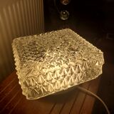 Square vintage ceiling lamp in molded glass